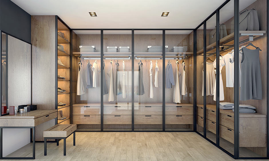 Glass finish wardrobe